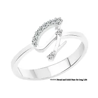 initial ''G'' Alphabet (CZ) Silver and Rhodium Plated Alloy Ring for Women and Girls-thumb1