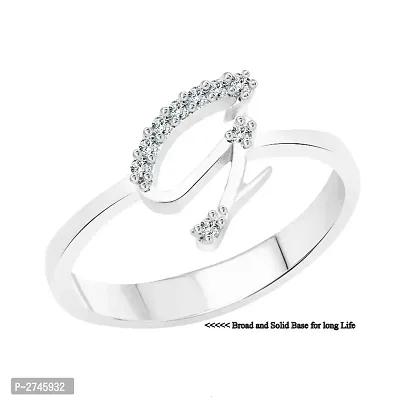 initial ''G'' Alphabet (CZ) Silver and Rhodium Plated Alloy Ring for Women and Girls-thumb2