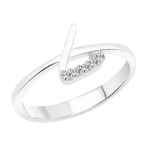 Vighnaharta Initial ''L'' Letter (CZ) and Plated Alloy Ring for Women and Girls- [VFJ1184FRG9]