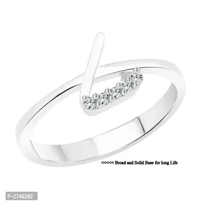 initial ''L'' Alphabet (CZ) Silver and Rhodium Plated Alloy Ring for Women and Girls-thumb2