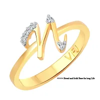 initial ''N'' Letter (CZ) Gold and Rhodium Plated Alloy Ring for Women and Girls-thumb1