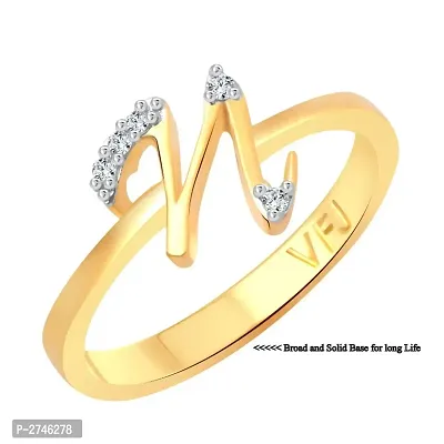 initial ''N'' Letter (CZ) Gold and Rhodium Plated Alloy Ring for Women and Girls-thumb2