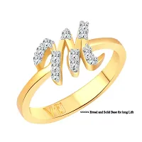 initial ''M'' Letter (CZ) Gold and Rhodium Plated Alloy Ring for Women and Girls-thumb1