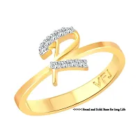 initial ''R'' Letter (CZ) Gold and Rhodium Plated Alloy Ring for Women and Girls-thumb1