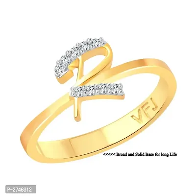initial ''R'' Letter (CZ) Gold and Rhodium Plated Alloy Ring for Women and Girls-thumb2