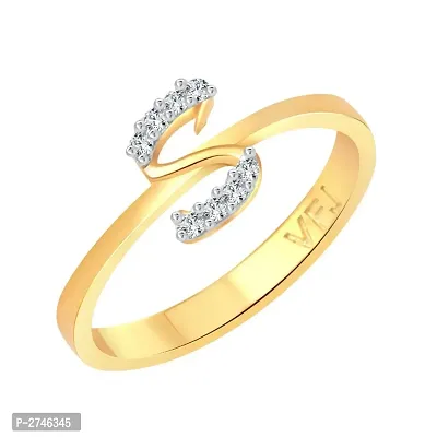 initial ''S'' Letter (CZ) Gold and Rhodium Plated Alloy Ring for Women and Girls