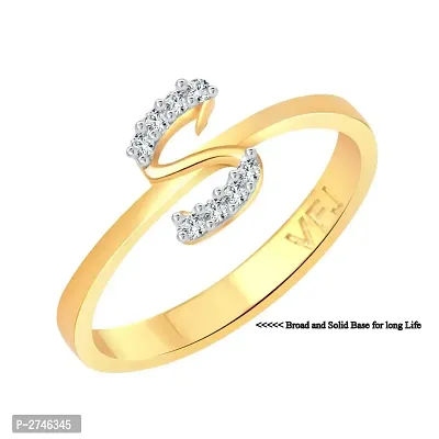 initial ''S'' Letter (CZ) Gold and Rhodium Plated Alloy Ring for Women and Girls-thumb2