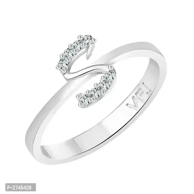 initial ''S'' Alphabet (CZ)  Rhodium Plated Alloy Ring for Women and Girls