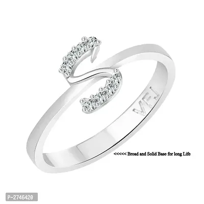 initial ''S'' Alphabet (CZ)  Rhodium Plated Alloy Ring for Women and Girls-thumb2