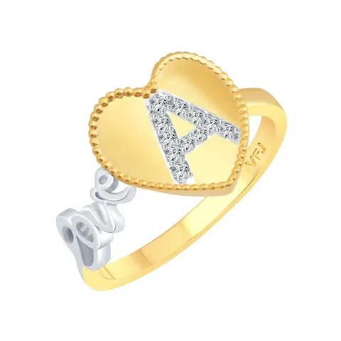 Fancy Valentine Gold and Rhodium Plated Initial Ring