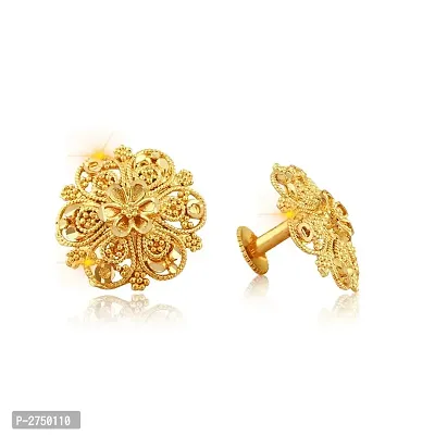 Traditional South Screw Back Alloy Gold and Micron Plated Round Earring-thumb0