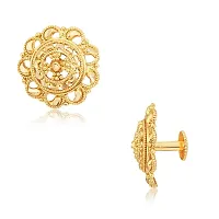 Traditional South Screw Back Alloy Gold and Micron Plated Round Earring-thumb1
