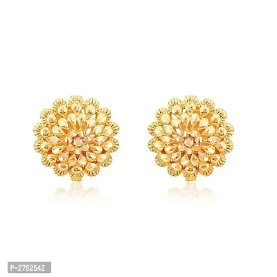 Traditional South Screw Back Alloy Gold and Micron Plated Round Earring-thumb0