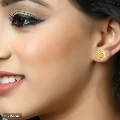 Traditional South Screw Back Alloy Gold and Micron Plated Round Earring-thumb3