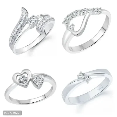 Trendy (CZ) Rhodium Plated Alloy Ring Combo