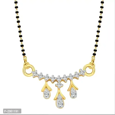 Delicate Three Drop CZ Gold and Rhodium Plated Alloy Mangalsutra for Women-thumb0