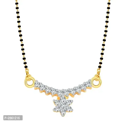 Mini Flower Drop CZ Gold and Rhodium Plated Alloy Mangalsutra for Women-thumb0