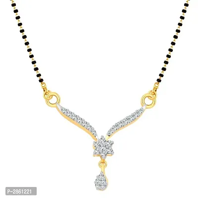 Flower Shine CZ Gold and Rhodium Plated Alloy Mangalsutra for Women