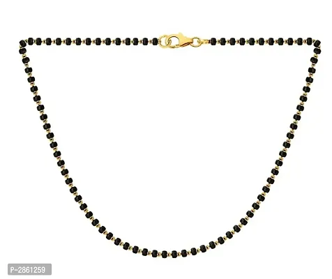 Gold Plated Alloy Single Line Black Beads Mangalsutra Mala for Women