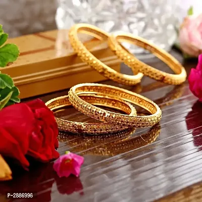 Nice Diamond Cut Gold Plated Alloy 4pcs Bangle For Women and Girls
