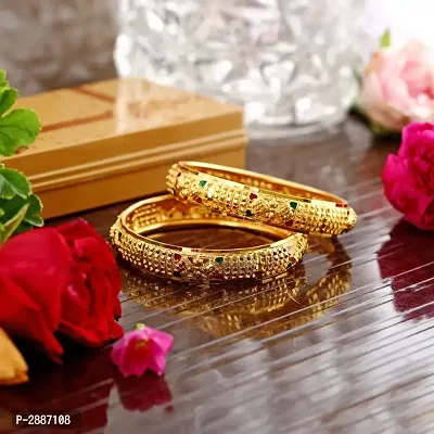 Shine Gold Plated Alloy 2pcs Bangle For Women and Girls