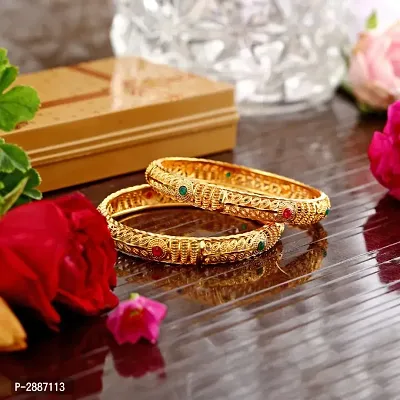 Traditional Gold Plated Alloy 2pcs Bangle For Women and Girls