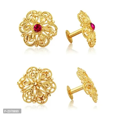 Vighnaharta Traditional South Trend Alloy 1gm Gold Plated Earring Combo set.-thumb0