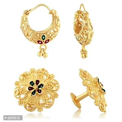 Traditional South Trend Alloy 1gm Gold Plated Earring Combo set.-thumb0