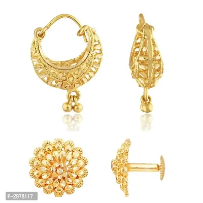 Traditional South Trend Alloy 1gm Gold Plated Earring Combo set.-thumb0