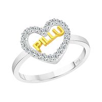 Romantic Word Pillu CZ Rhodium Plated Alloy Ring for Women and Girls-thumb1