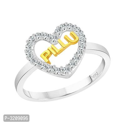 Romantic Word Pillu CZ Rhodium Plated Alloy Ring for Women and Girls-thumb2