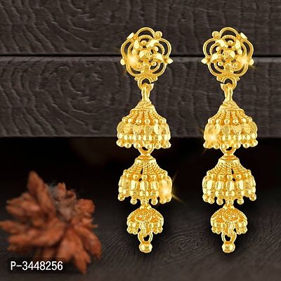 Traditional Jhumki Alloy Gold and Micron Plated Jhumki Earring For Women and Girls