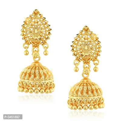 Traditional 1gm Gold South Screw Back Alloy Gold and Micron Plated Jhumka Earring For Women and Girls