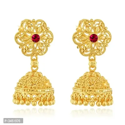 Traditional 1gm Gold South Screw Back Alloy Gold and Micron Plated Jhumka Earring For Women and Girls-thumb0