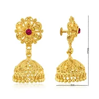 Traditional 1gm Gold South Screw Back Alloy Gold and Micron Plated Jhumka Earring For Women and Girls-thumb1