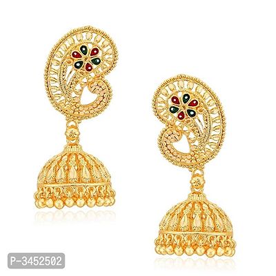 Traditional Jhumki Alloy Gold and Micron Plated Jhumki Earring For Women and Girls-thumb0