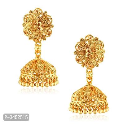 Traditional Jhumki Alloy Gold and Micron Plated Jhumki Earring For Women and Girls-thumb0