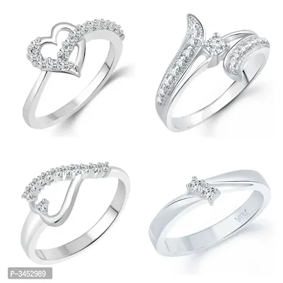 Trendy Alloy Combo Ring Set for Women - Pack of 4 Rings