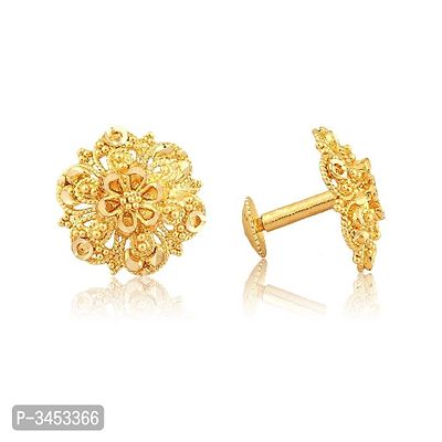 Traditional South Screw Back Alloy Gold and Micron Plated Round Earring-thumb0