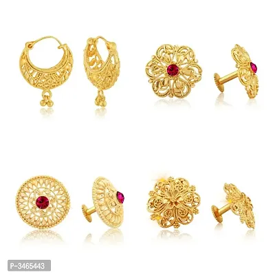 Traditional South Trend Alloy 1gm Gold Plated Earring Combo set. [Pack of 4 Pair Earring]-thumb0