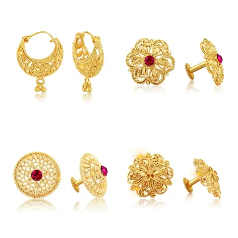 Combo Set Traditional Alloy 1gm Gold Plated Stud Earrings