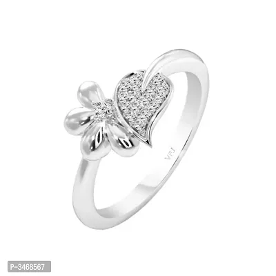 Unique Flory CZ Rhodium Plated Alloy Ring for Women and Girls-thumb0