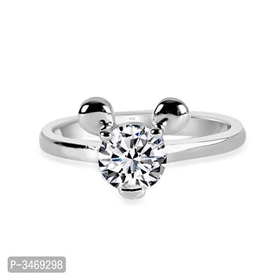 Mickey Mouse  CZ Rhodium Plated Alloy Ring for Women and Girls-thumb0