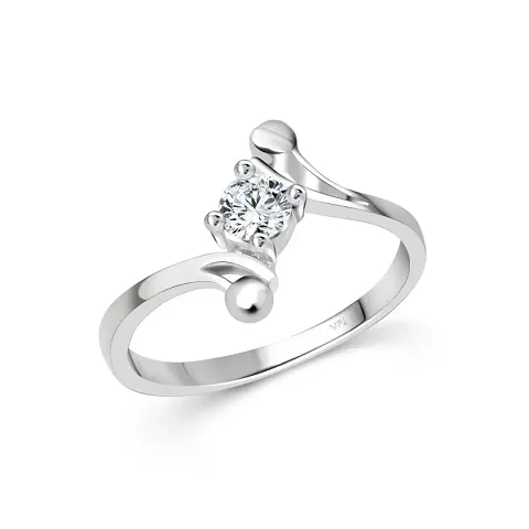 Simple Solitaire CZ Plated Alloy Ring for Women and Girls