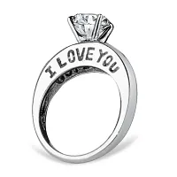 Secret Propose I LOVE YOU Valentine,s Day Ring CZ Rhodium Plated Alloy Ring for Women and Girls-thumb1