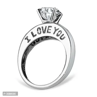 Secret Propose I LOVE YOU Valentine,s Day Ring CZ Rhodium Plated Alloy Ring for Women and Girls-thumb2