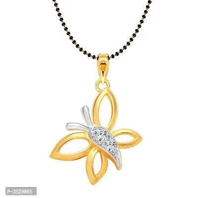 The Angel Butterfly Gold and Rhodium Plated Mangalsutra Chain Pendant-thumb0