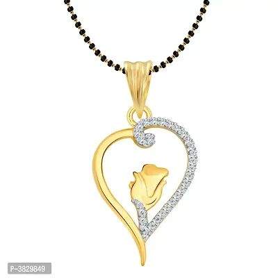 TheSweet Rose Heart Gold and Rhodium Plated Mangalsutra Chain Pendant