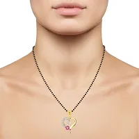 This Pink Flower Heart Initial R Letter MSPG cz Gold and Rhodium Plated Alloy Mangalsutra Chain Pendant for Women-thumb1