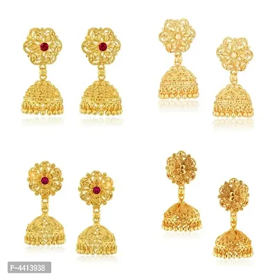 Traditional Alloy Gold Plated Jhumka Earring for Women Combo of 4